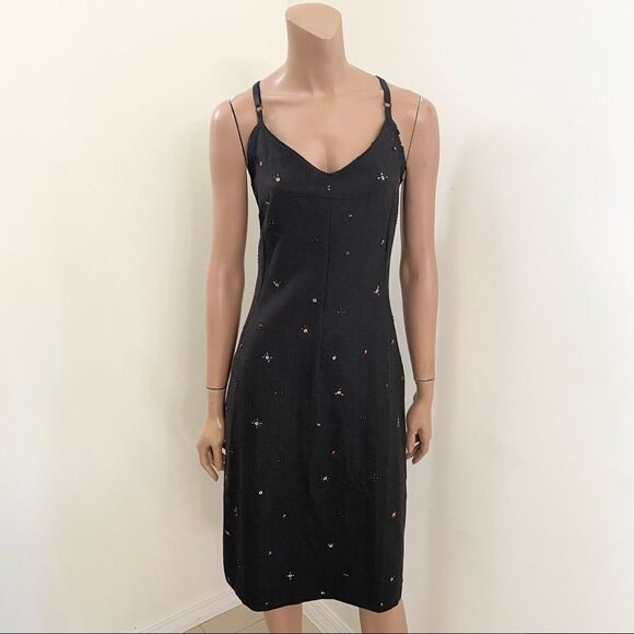 DOLCE & GABANA gray beaded wool midi dress M - Picture 3 of 16